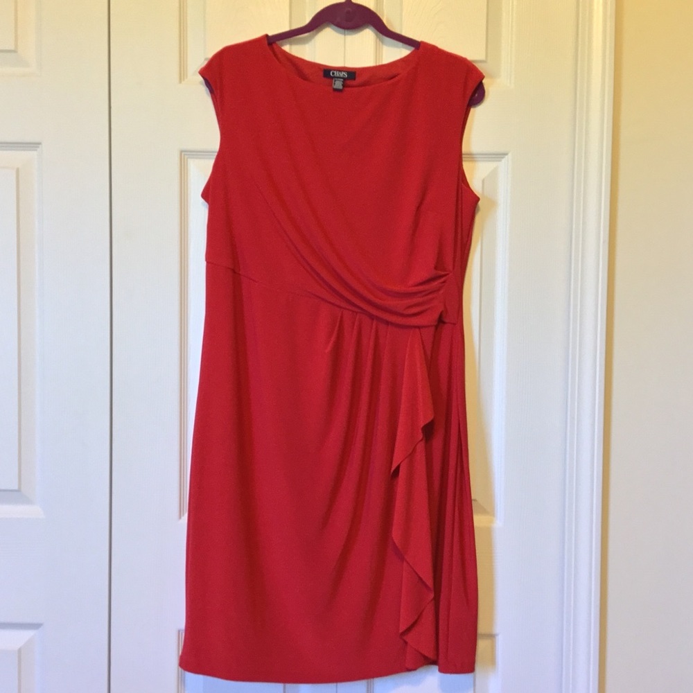 Chaps Red Sleeveless Gathered Sheath Wrap Dress XL #167